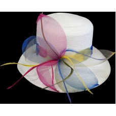 Mujer&apos;s Church Kentucky Derby Dressy Wedding P.P Braid Summer Hat White Multi  eb-22955396